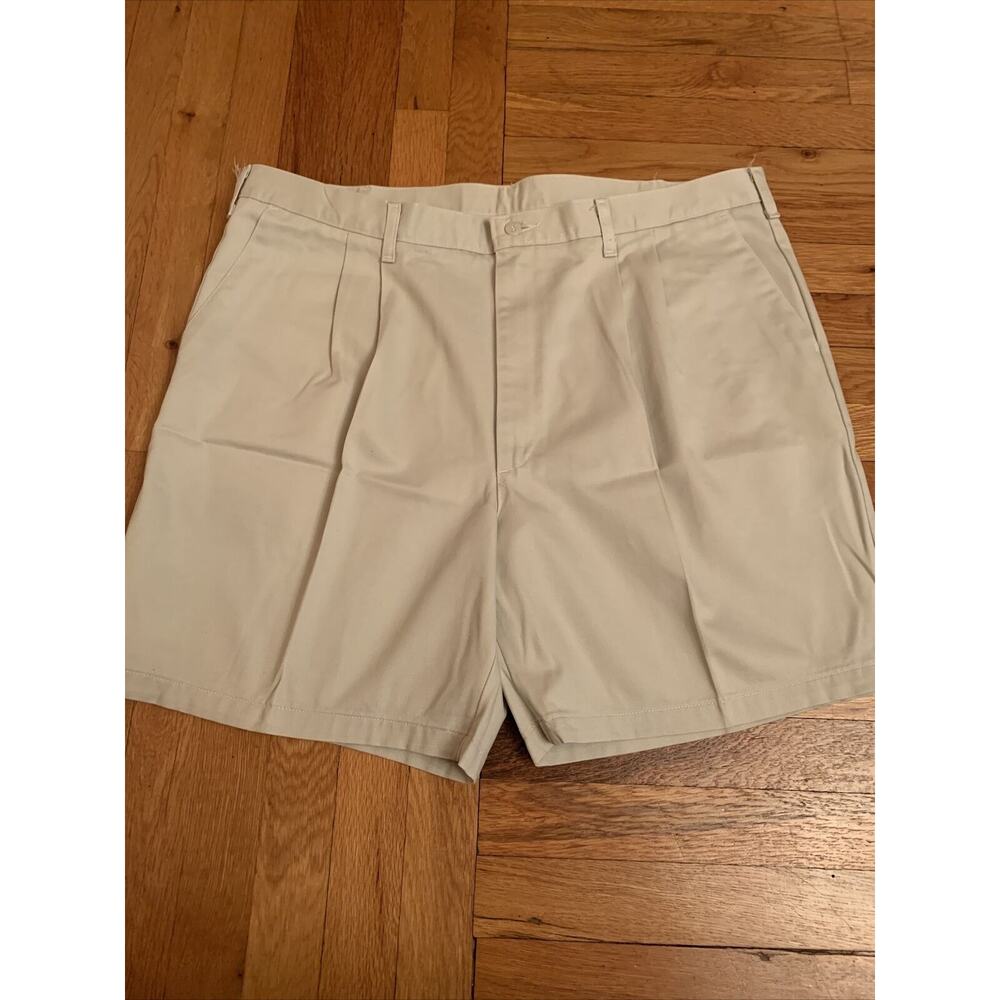 Unbranded Flat Front Khaki Cargo Shorts Men's Size 42 Plain 100% Cotton